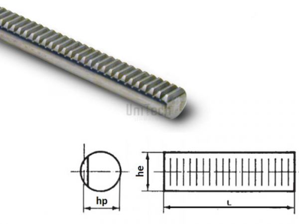 Рейка зубчатая круглого сечения M=3 L=1000 мм D=30 мм