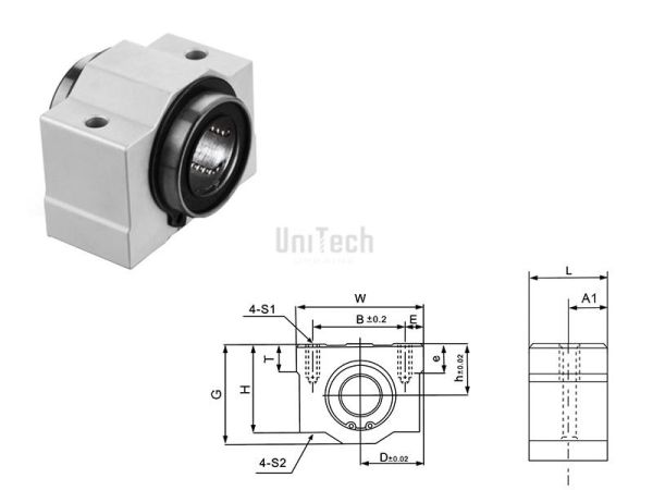 Линейный подшипниковый блок 16-SC-S-UU (d=16mm BxC=36x12mm) CN