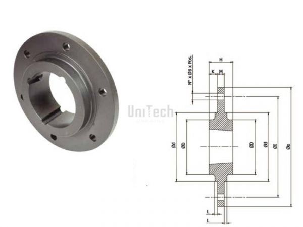 Фланец для шкива под втулку 2517 e=185 Cs=6x11,5