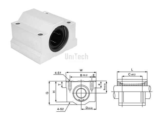 Линейный подшипниковый блок 12-SC-UU (d=12mm BxC=30,5x26mm) CN