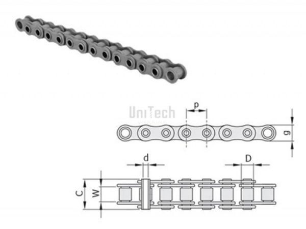 15.875 10B-1 Цепь с полыми валиками В L=5,0м Ita