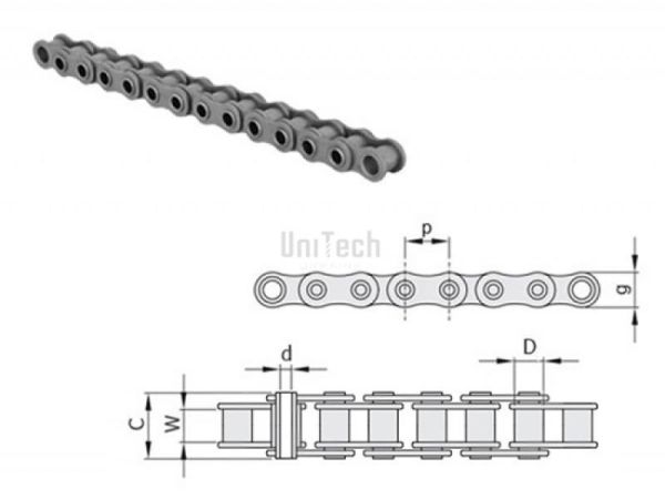 12.7 08B-1 Цепь с полыми валиками А L=5,0м Vision