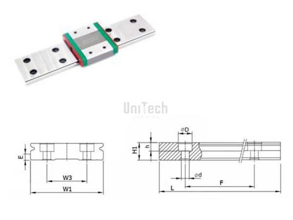 Рельса MGNR15R-H-M крепление сверху HIWIN