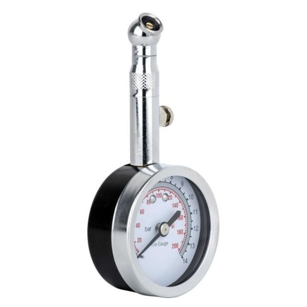 Вимірювач тиску в шинах стрілочний, металевий корпус, клапан скидання тиску AT-1004