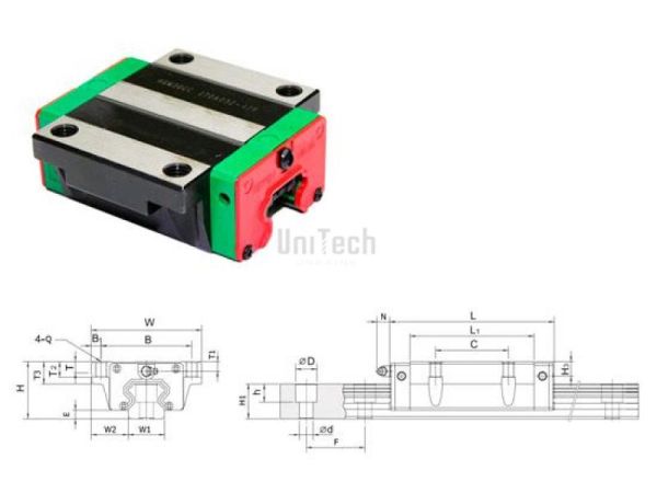Каретка HGW45CC-Z0-H HIWIN