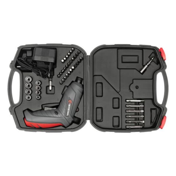 Викрутка акумуляторна 3.6V, NiCd, поворотна рукоятка, кейс+насадки INTERTOOL DT-0302