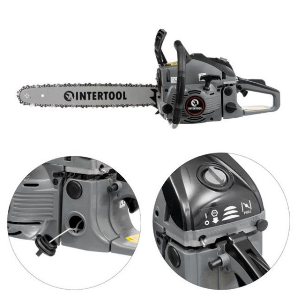 Бензопила (мотопила) ланцюгова 2,2 кВт, 52 см3, 3200 об/хв, шина 45 см INTERTOOL DT-2208