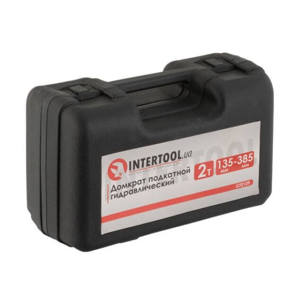 Домкрат гідравлічний підкатний 2 т, висота підйому 135-385 мм, у пластиковому футлярі INTERTOOL GT0109
