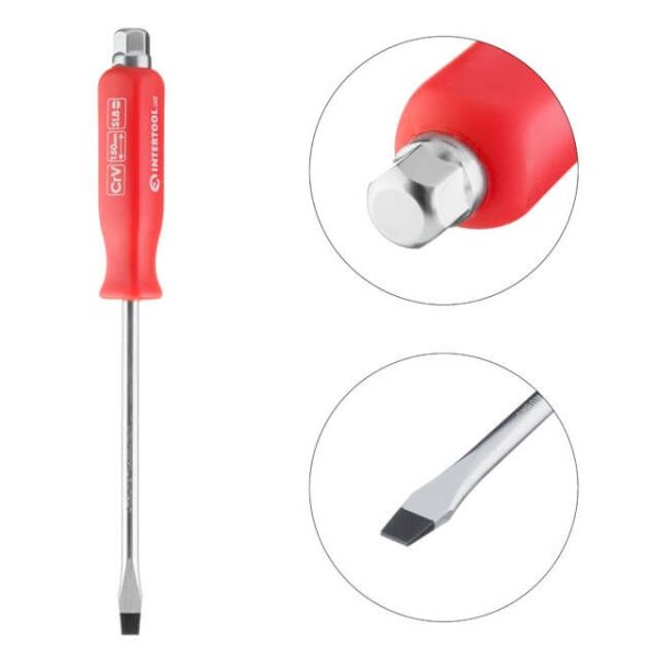 Викрутка шліцева SL8 x 150 мм, CrV INTERTOOL HT-0484
