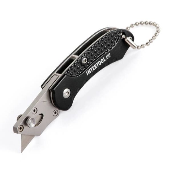 Ніж будівельний складаний з трапецієподібним лезом, SK5, алюмінієва рукоятка INTERTOOL HT-0532