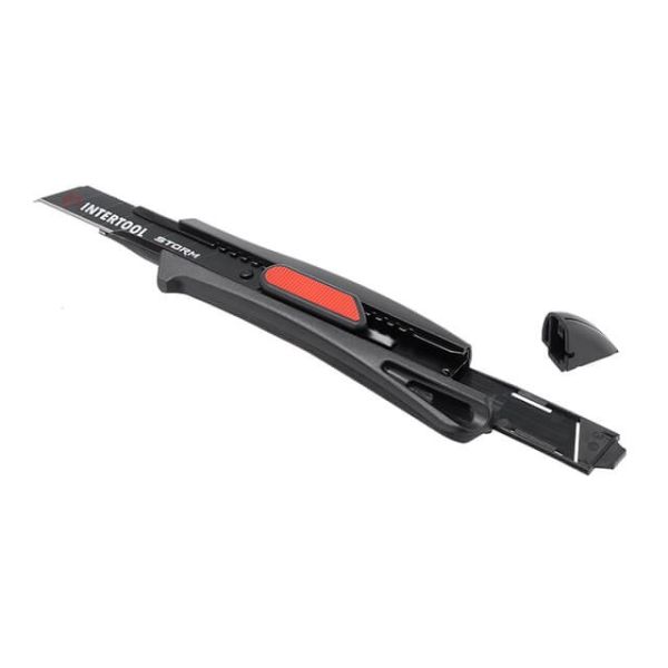 Ніж сегментний мультифункціональний 18мм, металева напрямна, Storm INTERTOOL HT-0537