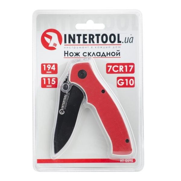 Ніж складаний 194 мм, ручка з металевими вставками INTERTOOL HT-0595