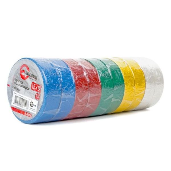 Стрічка ізоляційна 0.15ммx17ммx10м кольорова (упак 10 шт) INTERTOOL IT-0014