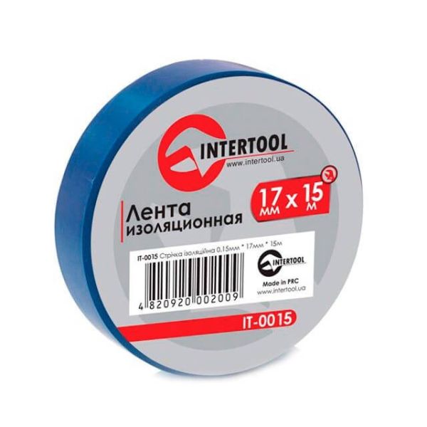Стрічка ізоляційна 0.15mm x 17mm x 15m синя (упак 10 шт) INTERTOOL IT-0015
