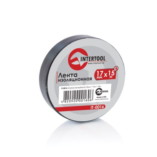 Стрічка ізоляційна 0.15mm x 17mm x 15m чорна (упак 10 шт) INTERTOOL IT-0016