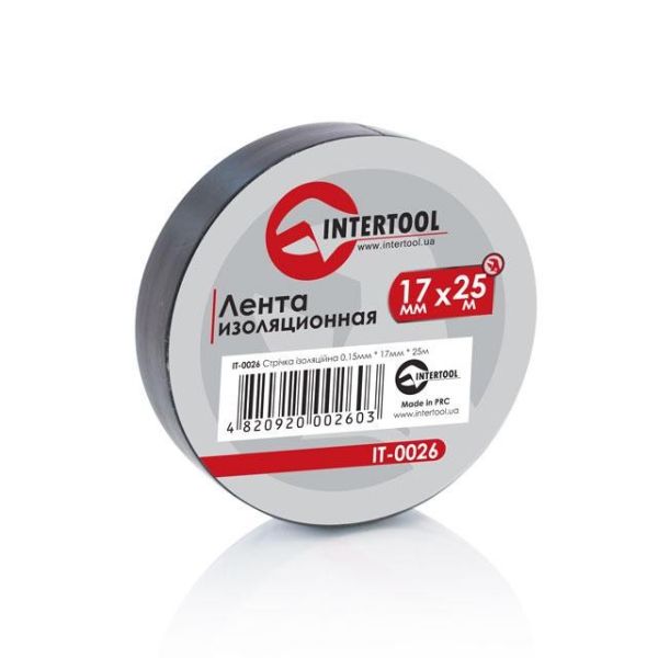 Стрічка ізоляційна 0.15ммx17ммx25м чорна (упак 10 шт) INTERTOOL IT-0026