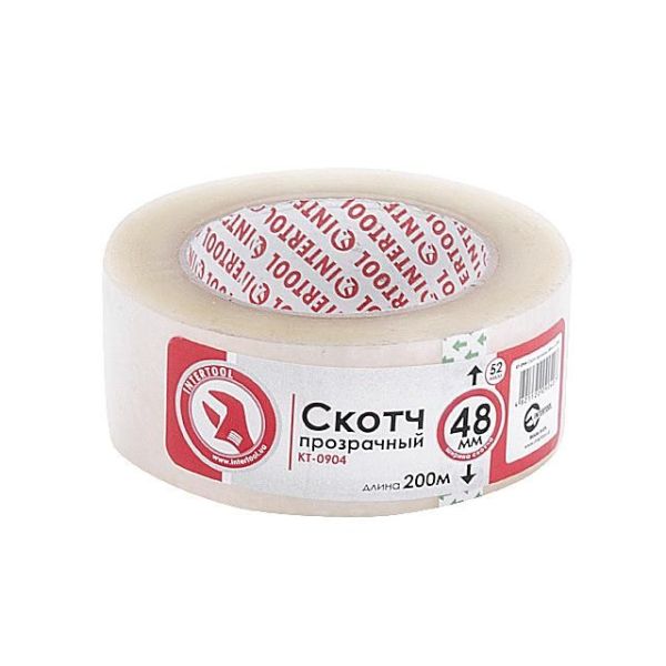 Скотч прозорий 45мм * 200м * 44мкм INTERTOOL KT-0904