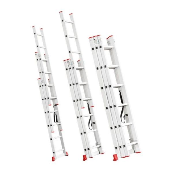 Драбина з алюмінію, 3-х секційна універсальна розкладна, 3x6 сход., 3,4м INTERTOOL LT-0306