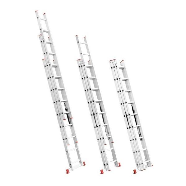 Драбина з алюмінію, 3-х секційна універсальна розкладна, 3x8 сход., 5,09м INTERTOOL LT-0308