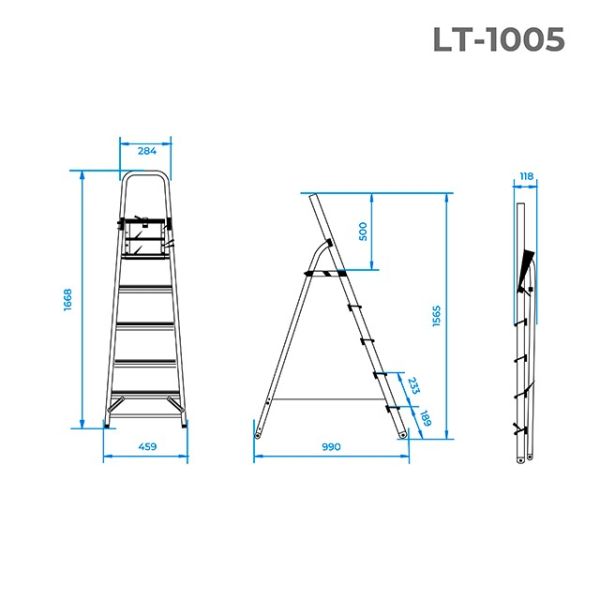 Стрем'янка з алюмінію, 5 сходинок, висота до платформи 1065мм INTERTOOL LT-1005