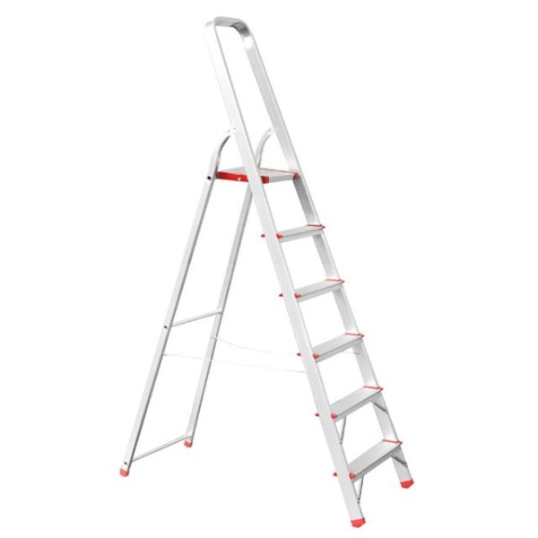 Стрем'янка з алюмінію, 6 сходинок, висота до платформи 1280мм INTERTOOL LT-1006