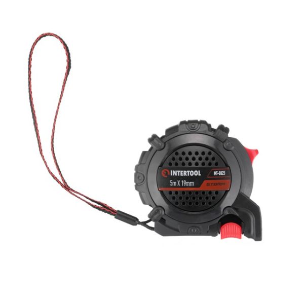 Рулетка з металевим полотном покритим нейлоном і магнітами на зачепі 5м * 16мм STORM INTERTOOL MT-0825