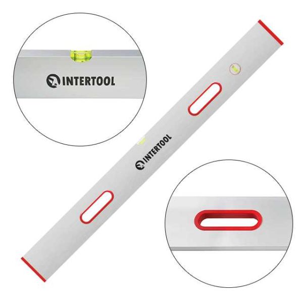 Правило-рівень 100 см, 2 капсули, вертикальний і горизонтальний з ручками INTERTOOL MT-2110