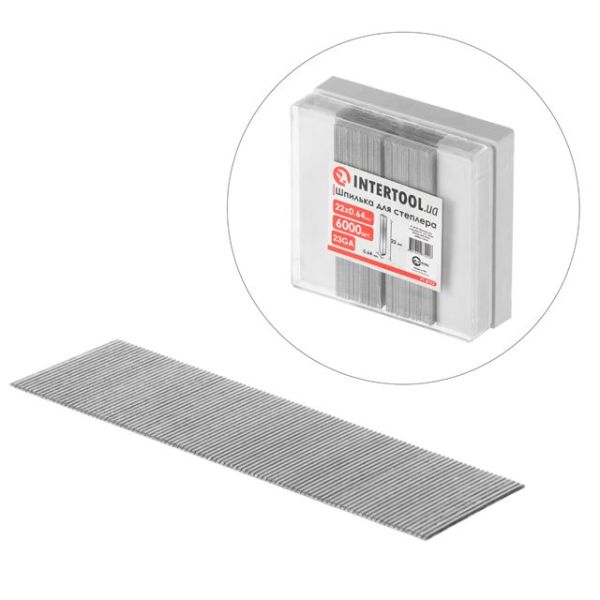 Шпилька для степлера PT-1611 22мм (23GA) d=0.64мм 6000шт/упак INTERTOOL PT-8722