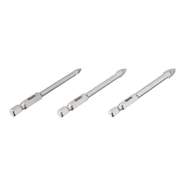 Набір свердел по склу та кераміці 5 + 6 + 8 мм HEX 1/4'' (6.35 mm) INTERTOOL SD-0293