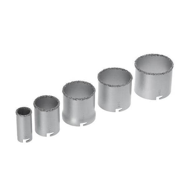 Набір корончатих свердел для плитки, 32-83 мм, 5шт., вольфрамове напилення + напилок, кейс INTERTOOL SD-0428