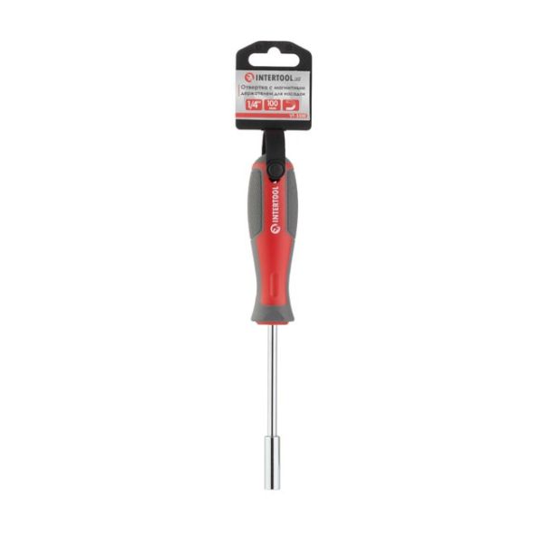 Отвертка с магнитным держателем для насадок 1/4" 100 мм , Cr-V INTERTOOL VT-3300