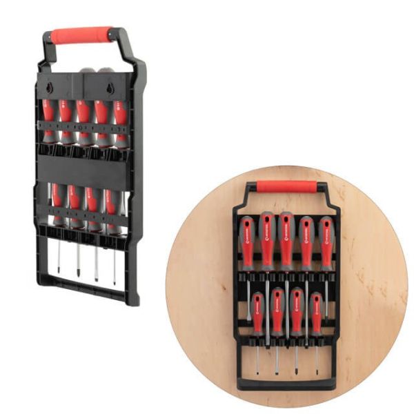 Набір викруток 9 од (SL3.0 * 75мм, SL5.0 * 75мм, SL6.0 * 100мм, SL6.0 * 150мм, SL8.0 * 150мм, PH0 * 75мм, PH1 * 75мм, PH2 * 100мм, PH3 * 150мм ) INTERTOOL VT-3349