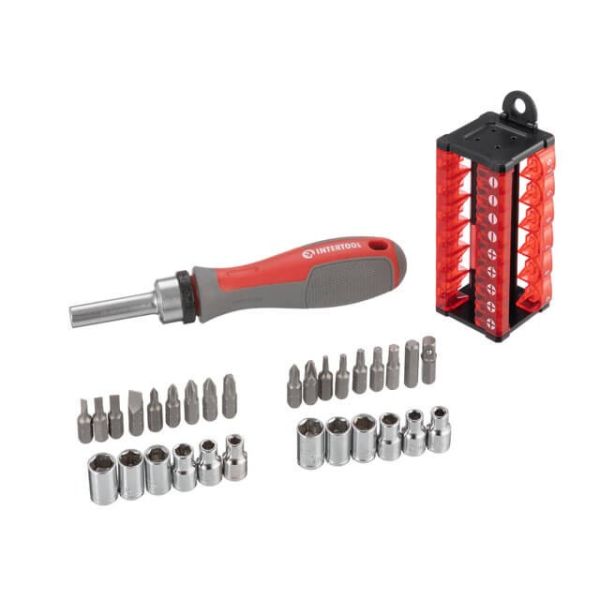 Викрутка з храповим механізмом та комплектом насадок 31 од. INTERTOOL VT-3374