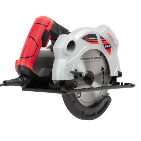 Пила дискова 1500Вт, 5800об / хв, кут 90-45, глибина розпилу 65-43мм, диск 190мм * 20мм, 24зуба, лазер INTERTOOL WT-0618
