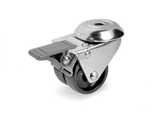 Колесо 32 (d=100) c поворотным кронштейном и отверстием для болта, передний тормоз, подшипник скольж