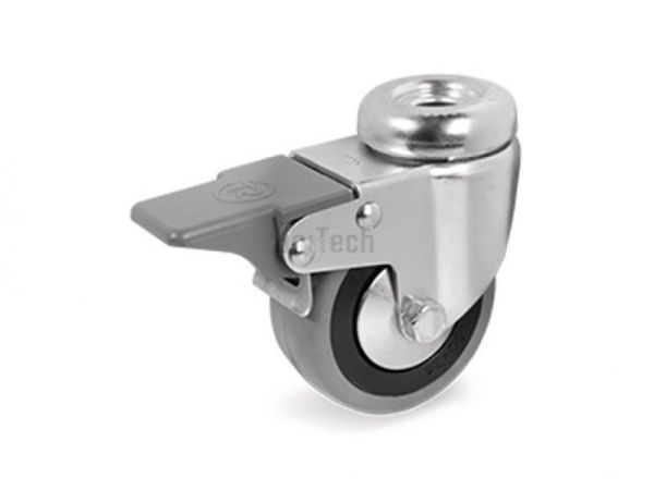 Колесо 37 (d=80) c поворотным кронштейном и отверстием для болта, передний тормоз, подшипник скольже