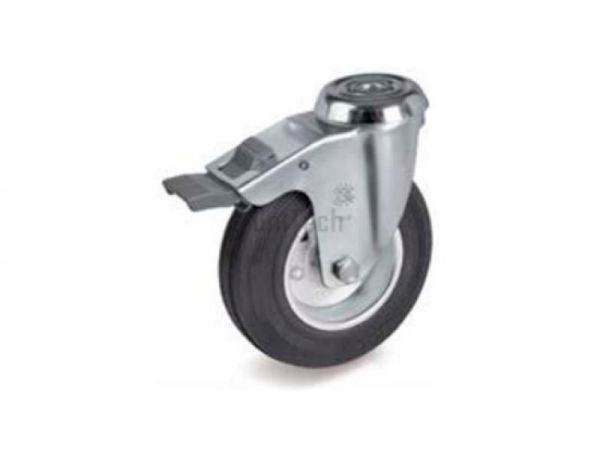 Колесо 53 (d=150) c поворот, кронштейном и отв, для болта, перед, тормоз, подшипник скольжения