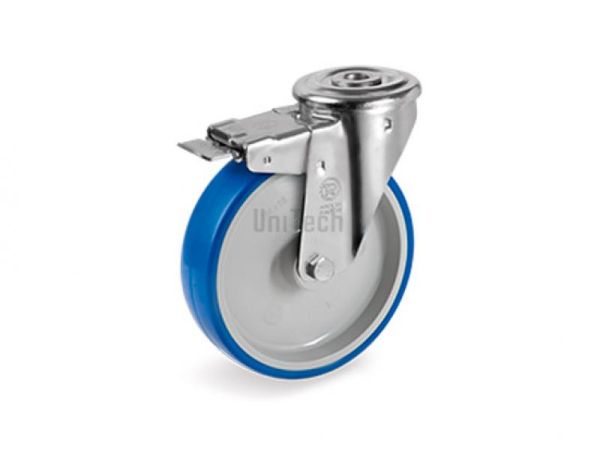 Колесо 61 (d=125) c поворот, кронштейном и отв, для болта, перед, тормоз, подшипник скольжения