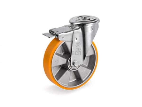 Колесо 65 (d=80) c поворот, кронштейном и отв, для болта, перед, тормоз, шариковый подшипник