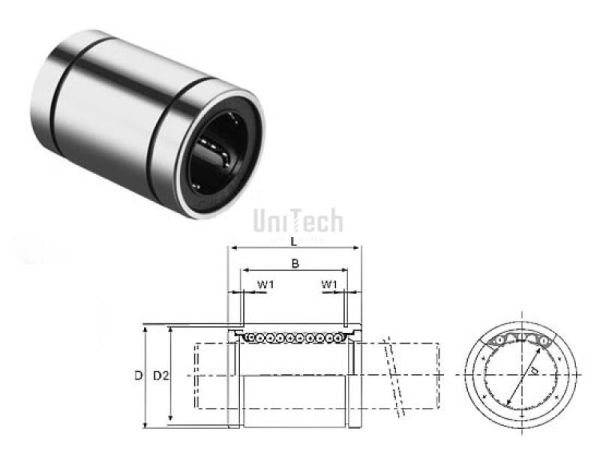 Линейный подшипник LME-12-UU  (d=12mm D=22mm L=32mm) CN