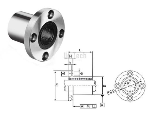 Линейный подшипник LMEF-25-UU (d=25mm D=40mm L=58mm) CN