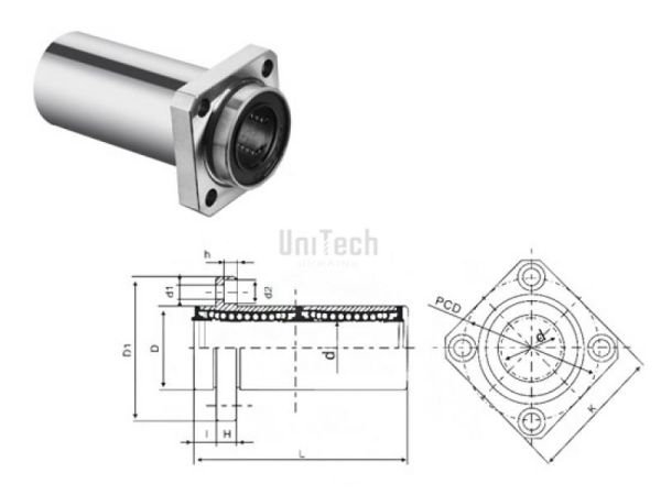 Линейный подшипник LMKP35L-UU (d=35mm D=52mm L=135mm) CN