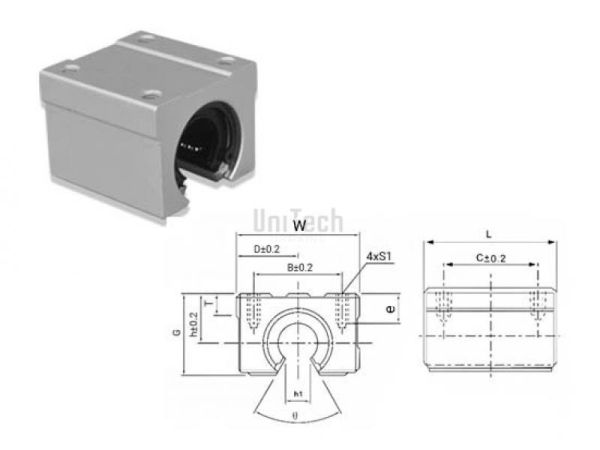 Линейный подшипниковый блок SME-20-UU  (d=20mm BxC=35x35)  CN