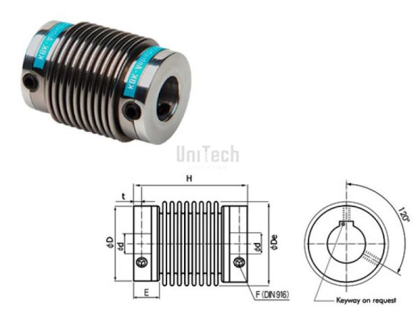 Муфта сильфонная KB1/05-23-3H7-3H7 D=3-8 D2=3-8