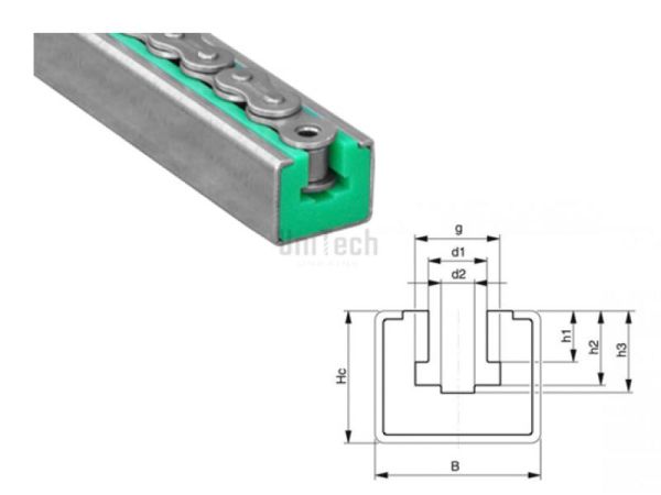 Направляющая для цепей 08B CKG-профиль пластик 24x30 (C10) BEA