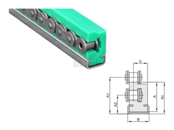 Направляющая для цепей 08B ETA-профиль пластик   33.8x17 (C03) Murtfeldt