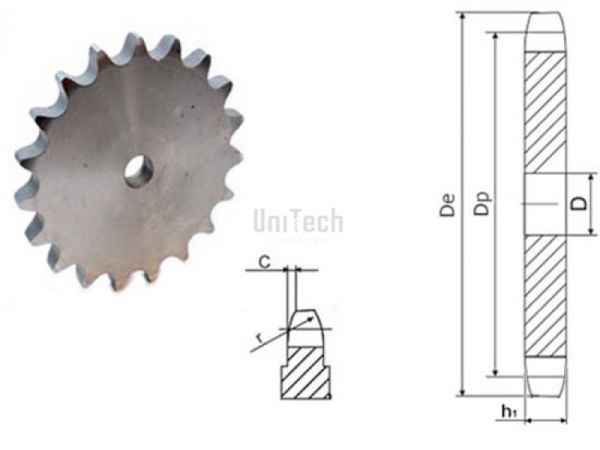 08 05B-1 Z=018 Звездочка плоская, венец