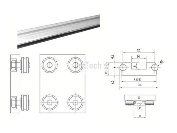 Рельса роликовая V6 R=33 H1=12