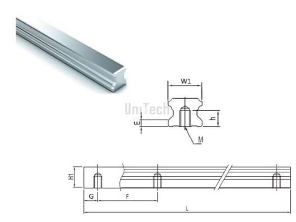 Рельса TR35-K-N крепление снизу TBI MOTION