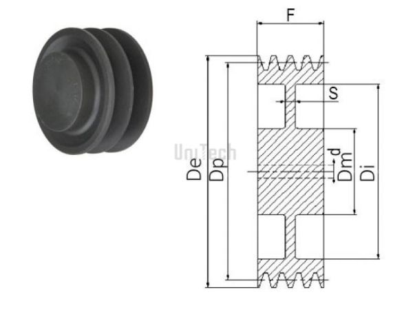 Шкив клиновой SPZ 132/3 под расточку D=15-37